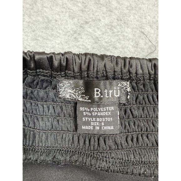 B Tru Womens Size S Black Satin Ruffle Mini Dress - Picture 3 of 6